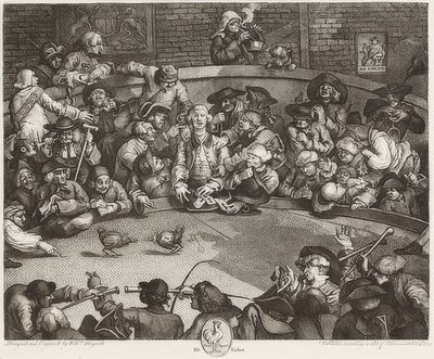驾驶舱- Der Hahnenkampfplatz。 1759 作者 威廉·霍加斯