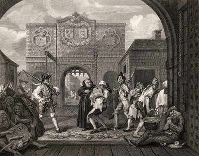 加莱之门，或旧英格兰的烤牛肉，来自&39;William Hogarth的作品&39;，1833年出版 作者 威廉·霍加斯