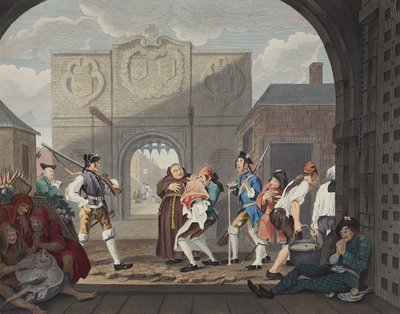 加莱之门，或旧英格兰的烤牛肉，来自&39;Hogarth Restored：着名的William Hogarth的全部作品，由托马斯库克重新雕刻&39;，酒吧。 1812年（手工彩色en 作者 威廉·霍加斯
