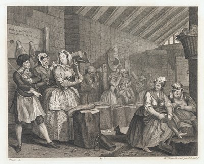 坐落在布莱德韦尔的妓女旅馆，设计于1732年，印刷于1744年（蚀刻和雕刻） 作者 威廉·霍加斯