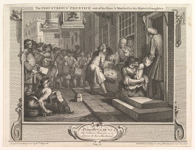 1747年9月30日，勤奋勤奋的学徒结了婚，嫁给了他的大师。 作者 威廉·霍加斯