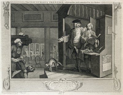 1833年出版的“工业与闲暇”第四版“辛勤工作”，受到他的主人的喜爱和委托 作者 威廉·霍加斯