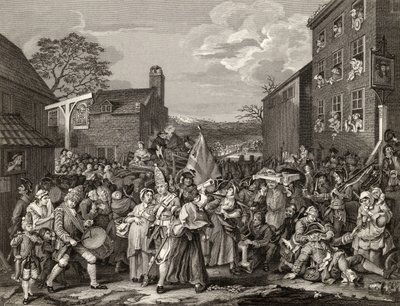 3月至芬奇利，由TE Nicholson镌刻，来自&39;The Works of Hogarth&39;，于1833年出版 作者 威廉·霍加斯