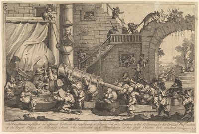 1726年12月，对勒缪尔·格列佛施加了惩罚。 作者 威廉·霍加斯