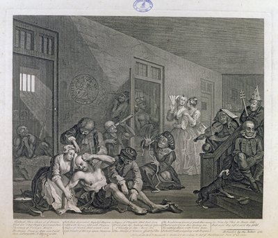 1763年，Bedlam的耙子，来自&39;A Rake&39;s Progress&39;的第八版 作者 威廉·霍加斯