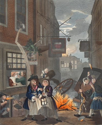 一天中的时间，夜晚，来自&39;Hogarth Restored的图片：着名的William Hogarth的全部作品，由Thomas Cook&39;重新雕刻，酒吧。 1812年（手工雕刻） 作者 威廉·霍加斯