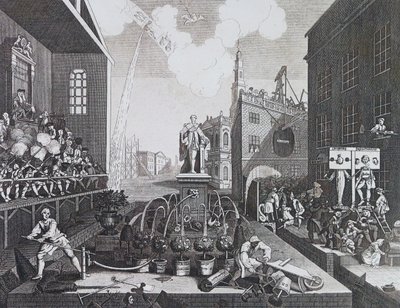 Two criminals in a pillory or stocks in London 作者 威廉·霍加斯