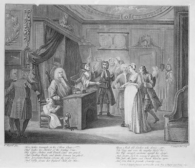 女人宣誓一个孩子到一个严重的公民，c.1735 作者 威廉·霍加斯