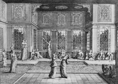 1723年出版的“欧洲，亚洲和非洲的Sr A. de la Motraye旅行”中的女性在后宫跳舞， 作者 威廉·霍加斯