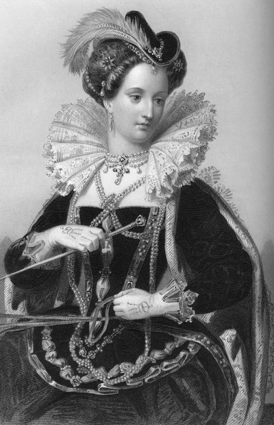 伊丽莎白女王一世（Queen Elizabeth I 1533-1603）在蒂尔伯里堡（Tilbury Fort），1851年。 作者 威廉·霍尔