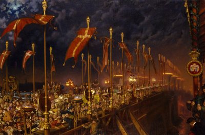1863年至1865年威尔士王子和公主婚姻之夜的伦敦桥 作者 威廉·霍尔曼·亨特