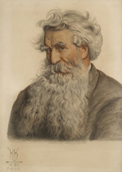 Thomas Combe的肖像，大学打印机（1796-1872）（红黑粉笔） 作者 威廉·霍尔曼·亨特