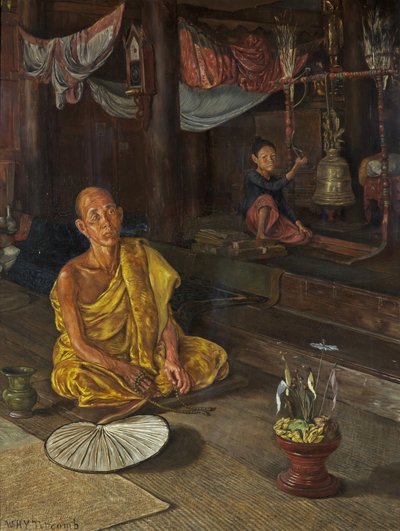 缅甸牧师-祈祷的呼吁（布面油画） 作者 威廉·霍尔特·耶茨·蒂科姆
