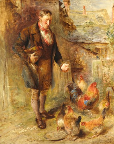 自画像与38岁的鸡一起 作者 William Huggins