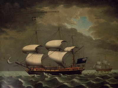 奴隶船，约 1780 年（布面油画） 作者 威廉·杰克逊