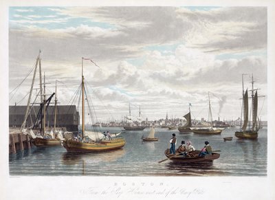 波士顿，来自海军造船厂西端的船屋，1833年 作者 William James Bennett