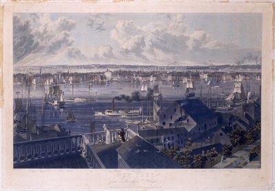 纽约布鲁克林高地，1837年（手工彩色蚀刻和aquatint） 作者 威廉·詹姆斯·贝内特