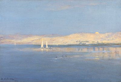 月亮在尼罗河上空升起，1900年 作者 威廉·詹姆斯·莱德利