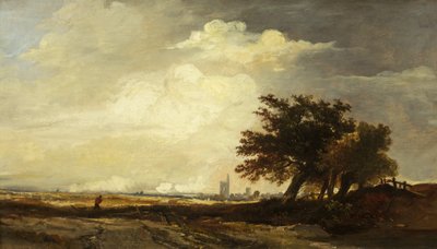 与教堂的风景，约1839年（面板上的油） 作者 威廉·詹姆斯·穆勒