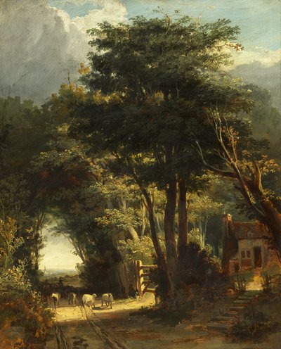 与远方的法式教堂风景（布面油画） 作者 威廉·詹姆斯·穆勒
