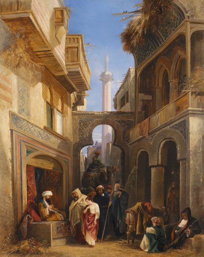 开罗的街景，1839年。 作者 威廉·詹姆斯·穆勒