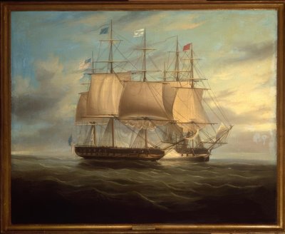 香农（Shannon）和切萨皮克（Chesapeake）在近战中，1813年-宝石五世。 WJHuggins 作者 威廉·约翰·哈金斯