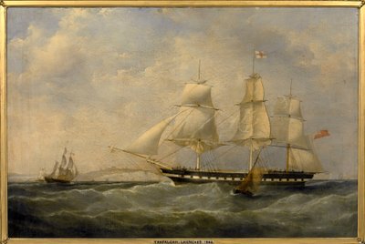 特拉法加 "号印度洋轮船，位于多佛海岸（英格兰），1848 年在布莱克沃尔（英格兰）建造，用于从伦敦前往加尔各答（印度）。 作者 威廉·约翰·哈金斯