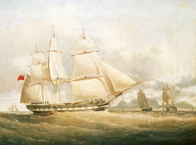 爱德华-佩吉特爵士号"（1822 年），18 世纪晚期 - 19 世纪中期（油画） 作者 威廉·约翰·哈金斯