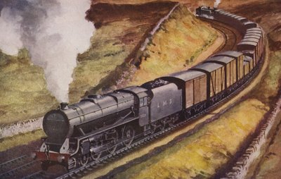 满载货物的特快货运列车（彩色平版） 作者 威廉·约翰·巴顿·麦克道威尔