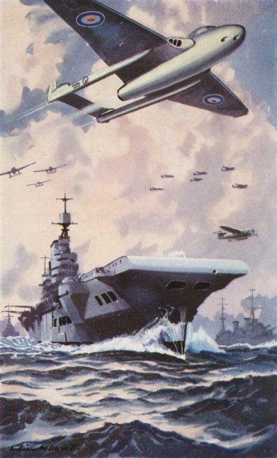 英国航空母舰（彩色平版） 作者 威廉·约翰·巴顿·麦克道威尔