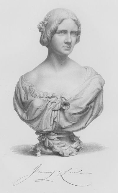 珍妮·林德 (Jenny Lind)，来自 J Durham 的半身像，由 W Roffe 根据 F Roffe 的一幅画雕刻而成（雕刻） 作者 威廉·约翰·罗夫