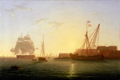 1797 年 5 月 30 日上午，"克莱德号 "从理查德-帕克（1867-1897 年）领导的 "诺尔号 "哗变者手中逃脱后，抵达英国谢内斯。 作者 威廉·乔伊