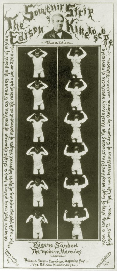 Edison Kinetoscope Eugene Sandow纪念品带，现代Hercules，c.1894 bw照片 作者 威廉·肯尼迪·劳里·迪克森