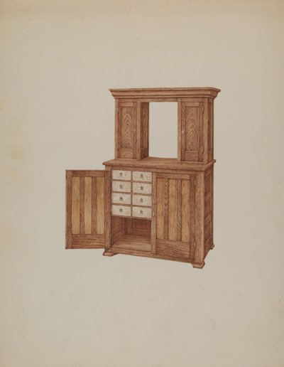 橱柜，有象牙钥匙孔，约1937年。 作者 威廉·基克霍费尔
