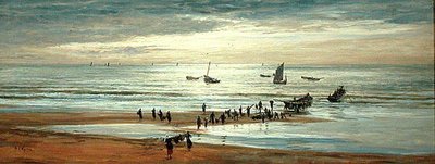 法国北海岸的海滩景象（布面油画） 作者 威廉·莱昂内尔·威利