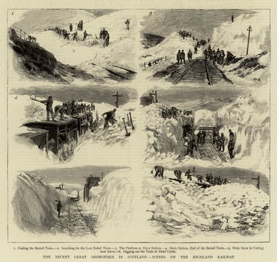 苏格兰最近的大暴风雪，高地铁路上的场景 作者 威廉·莱昂内尔·威利