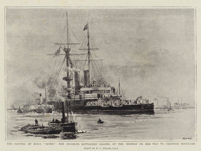 HMS Howe的救助，残疾战舰在前往查塔姆船坞途中经过梅德韦 作者 威廉·莱昂内尔·威利
