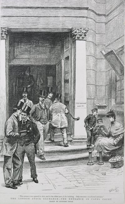证券交易所入口在卡佩尔法院，1891年 作者 威廉·洛克哈特·博格尔