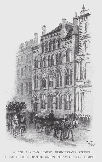 South African House, Bishopsgate Street, Head Offices of the Union Steamship Co, Limited (litho) 作者 威廉·卢克