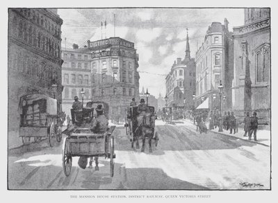 The Mansion House Station, District Railway, Queen Victoria Street (litho) 作者 威廉·卢克