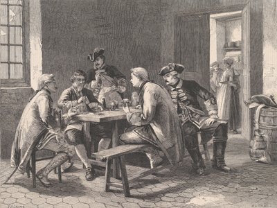 士兵们在打牌，摘自《伦敦新闻画报》，1861年5月4日 作者 威廉·卢森·托马斯