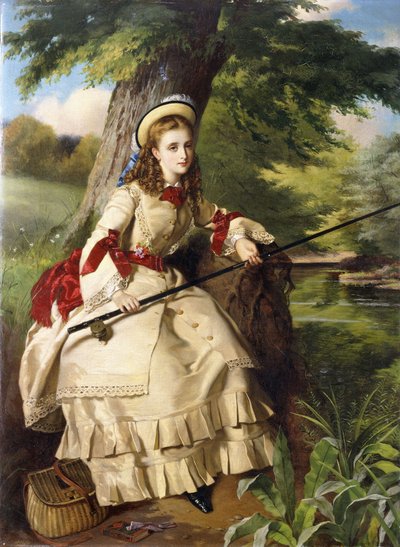 钓鱼的年轻女士，1873年 作者 威廉·毛·埃格利