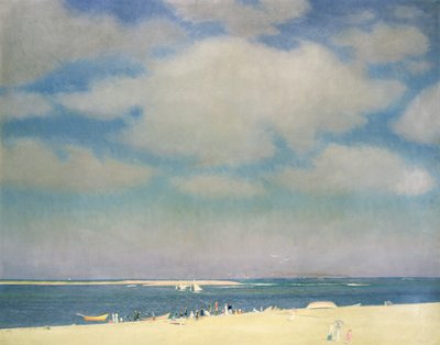 有沙滩的海景（查塔姆海滩），约 1915 年（布面油画） 作者 威廉·麦格雷戈·帕克斯顿