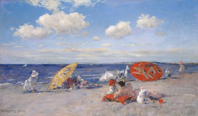 在海边，约1892年（布面油画） 作者 威廉·梅里特·蔡斯