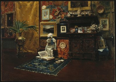 室内工作室，约 1882 年（布面油画） 作者 威廉·梅里特·蔡斯