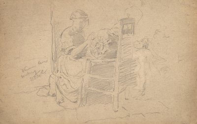 威尼斯花边制作，1877-8（石墨在纸上） 作者 威廉·梅里特·蔡斯