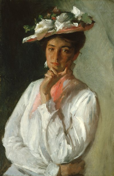 白衣女子（布面油画） 作者 William Merritt Chase