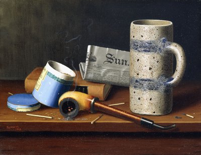 静物与蓝色烟草盒，1878年 作者 威廉·迈克尔·哈内特
