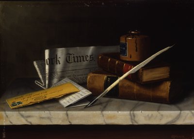 静物写信给克拉克先生，1879年（油画布在masonite上） 作者 威廉·迈克尔·哈内特