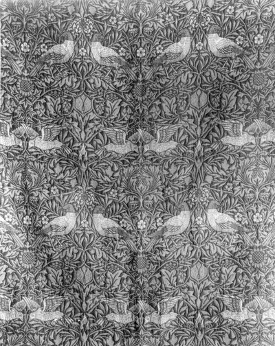 William Morris (1834-96) 设计的“鸟”（羊毛编织）（黑白印刷）（彩色图像请参见 136483） 作者 威廉·莫里斯